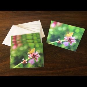 Flower & Butterfly Blank Greeting Cards, Set of 5